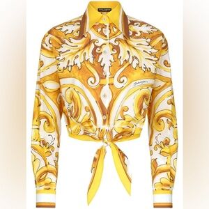Dolce & Gabbana Majolica-print knotted shirt
